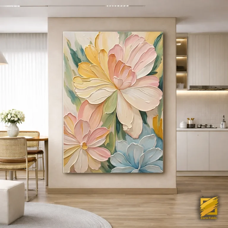 تابلو نقاشی مدرن برجسته گل های بهاری
